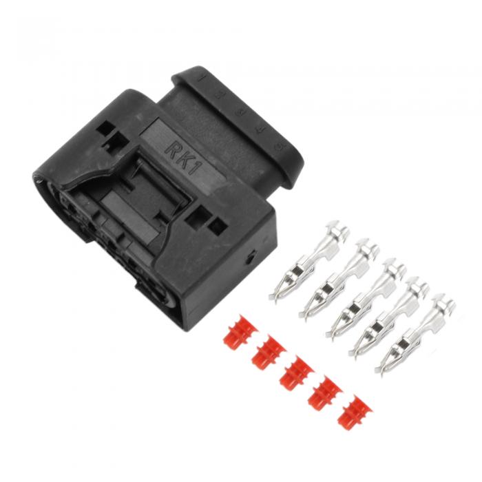 VekAuto 5ピンイグニッションコイルコネクタプラグキット互換Mercedesに対応ベンツ防水3.5ミリメートルシリーズのプラスチック製の黒いメス線端子コネクタ