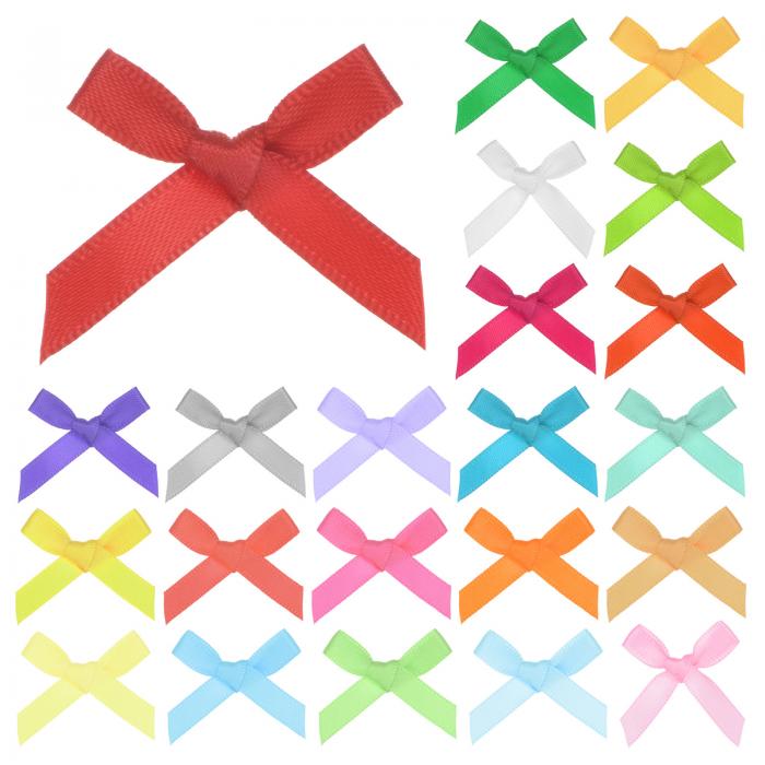 M METERXITY 100パック ミニクラフトリボンボウ 1x1.6" チェック柄ファブリックサテンリボンボウブティ..