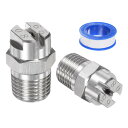 M METERXITY 2パック フラットファンスプレーチップ 65度 1/4BS PTメス ステンレス製 高圧洗浄機ノズル クリーナーノズル 交換用 Wシールテープ付き 水鉄砲用 (1.8mmオリフィス)