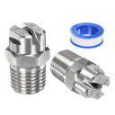 M METERXITY 2パック フラットファンスプレーチップ 95度 1/4BS PTメス ステンレス製 高圧洗浄機ノズル クリーナーノズル 交換用 Wシールテープ付き 水鉄砲用(2.4mmオリフィス)