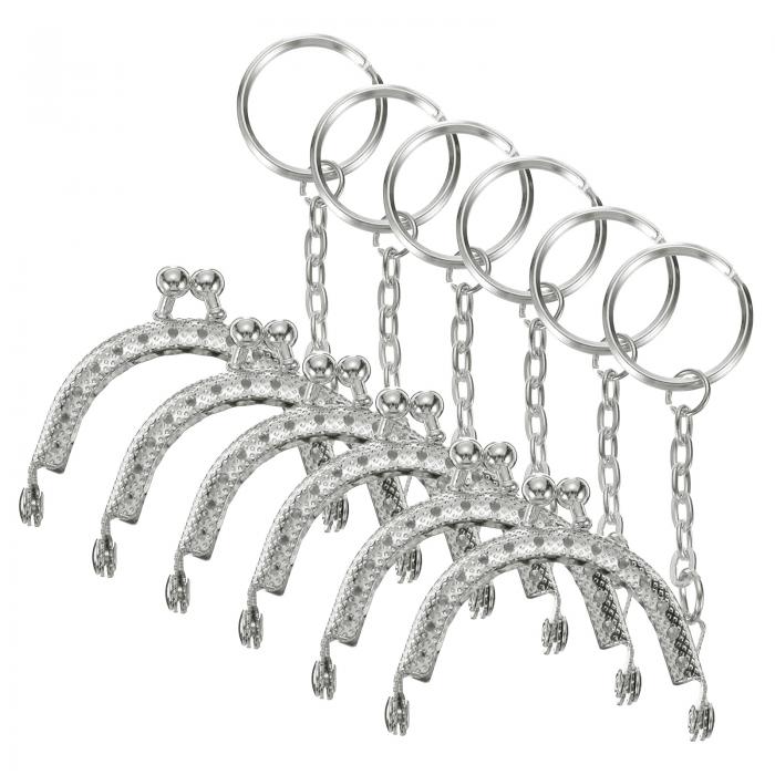 キーリング付き 6個入りメタル財布フレーム 5cm/2" レトロミニアーチキスロッククラ スプフレーム 財布..