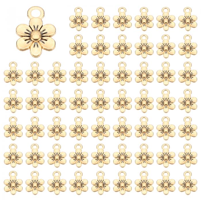 PATIKIL リトルフラワー装飾 100個 合金製ビンテージ小さな花ペンダント 女性用ネックレス イヤリング ブレスレット宝石メイキングおよびDIYクラフト ライトカッパー 0.5 x 0.4