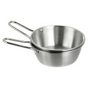 2個の韓国伝統酒器 5.12"304ステンレス鋼生米酒カップソースボウル ハンドル付き ハイキング キャンプ スープディッシュ用 シルバー