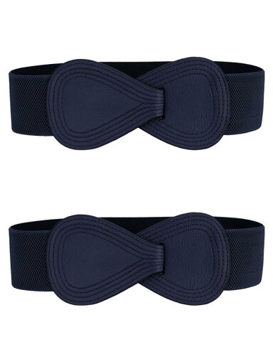 Allegra K 2Pcs Interlock 8-shaped Buckle Elastic Faux Leather Stretch Waist Belt for Lady Dark Blue 100x6cm/39.4x2.36"(LxW) Allegra K 2Pcs Interlock 8-shaped Buckle Elastic Faux Leather Stretch Waist Belt for Lady Dark Blue 100x6cm/39.4x2.36"(LxW)