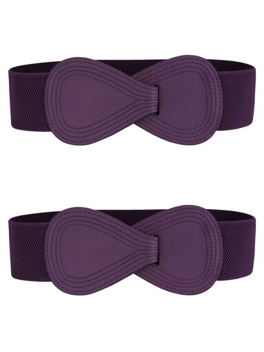 Allegra K 2Pcs Interlock 8-shaped Buckle Elastic Faux Leather Stretch Waist Belt for Lady Dark Purple 100x6cm/39.4x2.36"(LxW) Allegra K 2Pcs Interlock 8-shaped Buckle Elastic Faux Leather Stretch Waist Belt for Lady Dark Purple 100x6cm/39.4x2.36"(LxW)