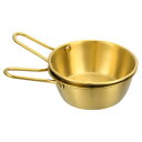 2個の韓国伝統酒器 5.12"304ステンレス鋼生米酒カップソースボウル ハンドル付き ハイキング キャンプ スープディッシュ用 金色