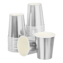 使い捨てペーパーカップ 50個入り9オンス パーティー用装飾カップ コーヒー 紅茶 牛乳用 パーティー ピクニック 旅行 イベント用(シルバー)