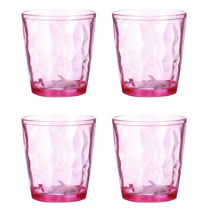 10オンスのアクリル製飲料用グラス 4個のプラスチック製再利用可能なタンブ ラー食器 割れないウォーターグラスカップ スタッカブル＆食器洗い機対応 家庭用屋外用レストラン用 ピンク