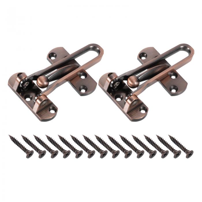 2個 スイングバードアロック 亜鉛合金ドアセーフティラッチ セキュリティドアバックル ホーム ホテル アパートメント用 ネジ付き 銅