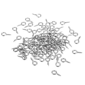 200個のアイボルト 304ステンレス鋼8x4mm小型自己攻釘ねじフックリングミニアイピン DIY手作り木製粘土ペンダントコルクボトル用 シルバー