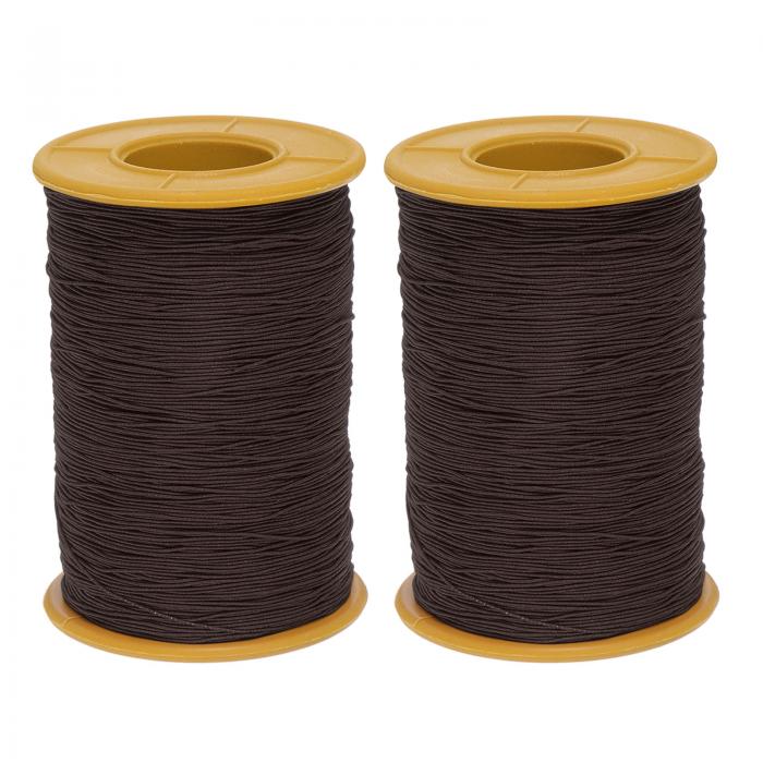 2個 エラスティック縫い糸 547ヤード 0.5mm厚さ ラテックス仕立て クラフト縫い糸 手縫い ギャザー 刺繍 ミシン 茶色