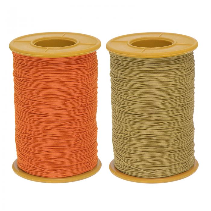 2個 エラスティック縫い糸547ヤード0.5mm厚ラテックス仕立て クラフト縫い糸 手縫い ギャザリング 刺繍 ミシン ライト茶色＆オレンジレッド