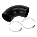 X AUTOHAUX 1セット 68mm/2.68" ID 90mm/3.54" 長さ 90度 ブラック カーシリコンホース クランプ付き クーラントホース ユニバーサル