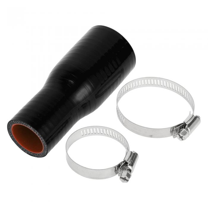 X AUTOHAUX 異径シリコンホース シリコンチューブ インタークーラー 耐油ホース 耐圧力 耐久 耐熱ホース 耐寒 ブラック 長さ127mm 内径45-32mm ホースバンド付き 1セット