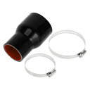 X AUTOHAUX 1セット 内径57-76mm/2.24"-2.99"長さ127mm/5.00" 0度 ブラック レッド シリコンホース シリコンチューブ インタークーラー ターボ インテーク ラジェーターホース 冷却 接続ホース 汎用 インテークホース クーラント ホースバンド付き クーラントホース