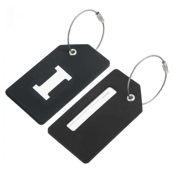 シリコーン製ラゲッジタグ 3.6"x2" 識別子IDカードホルダーラベル 旅行用スーツケースバッグ初期文字I ..