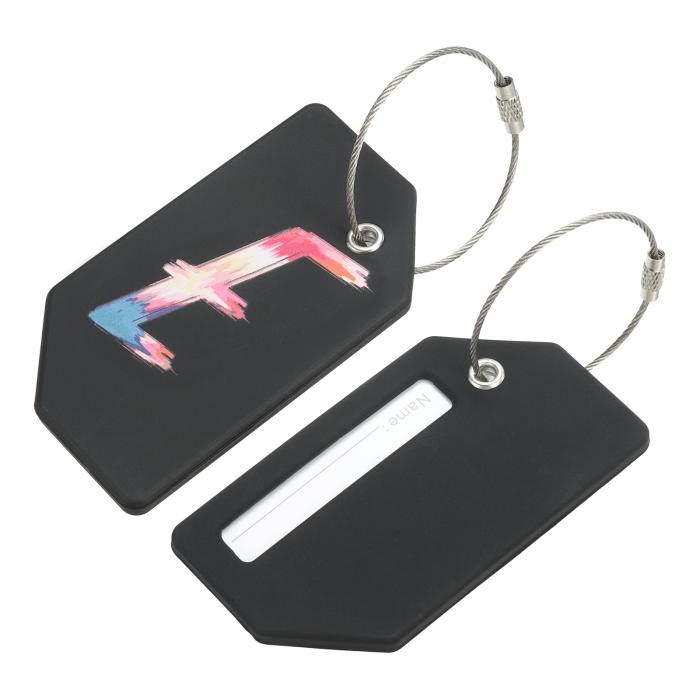 シリコーン製ラゲッジタグ 3.6"x2" バゲッジハンドバッグIDカードラベル 旅行用スーツケースバッグ イ..