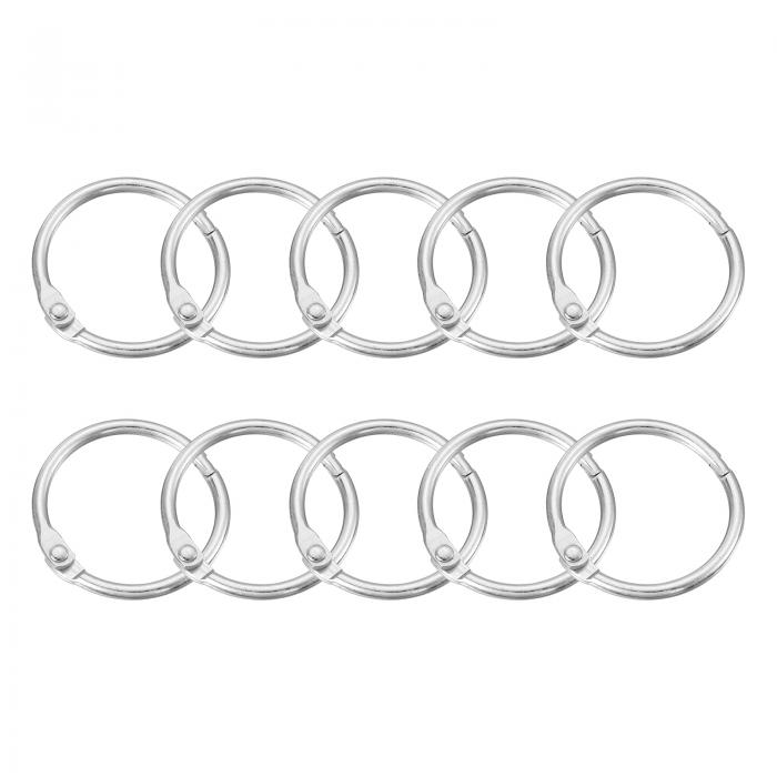 シャワーカーテンリング 15個 - 炭素鋼製ラウンドスナップシャワーカーテンフック シャワーカーテンロッド用1インチ リング（シルバー）