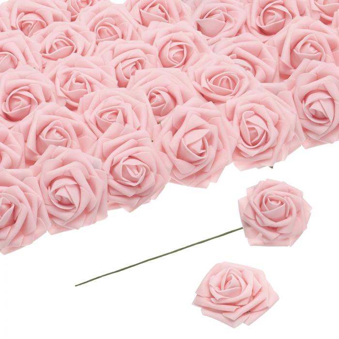 25個のフォームバラ人工花 ステム付きのフェイクバラフォームリアルタッチフェイクバラ ウェディングパ..