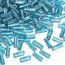 1200個 ガラスビューグルビーズ 6x1.7mm チューブミニロースガラスシードスペーサービーズ DIYイヤリング ネックレス ブレスレット 宝石メイキング用(スカイブルー)