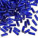 1200個 ガラスビューグルビーズ 6x1.7mm チューブミニロースガラスシードスペーサービーズ DIYイヤリング ネックレス ブレスレット 宝石メイキング用(サファイアブルー)