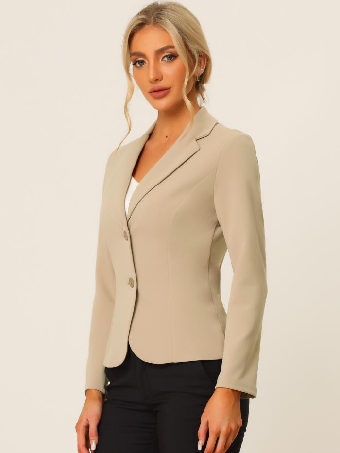 Allegra K ジャケット スーツブレザー ビジネス 通勤 オフィス 伸縮性 レディース カーキ 3XL
