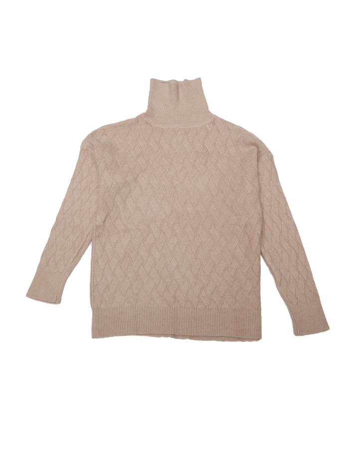 Turtleneck - Allegra K レディース ハイネック セーター 長袖 リブ編み ストレッチ 冬 プルオーバー アウター アプリコット S