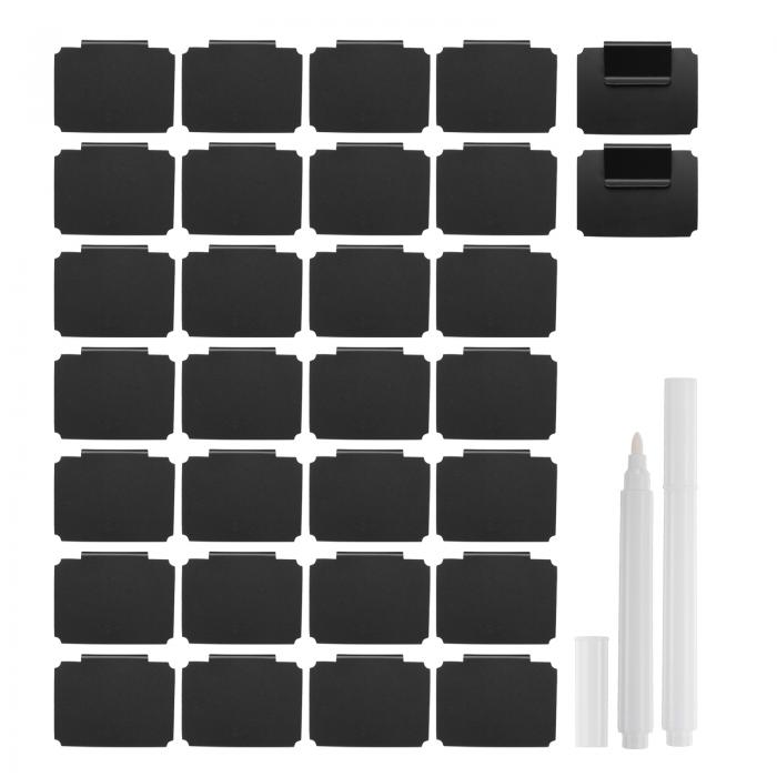 保管箱用バスケットラベル 再利用可能 取り外し可能なビン 黒のバスケットラベルクリップオン ホワイト..