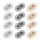 45セットの中空花スナップボタン プレスボタン25mm シルバー/金色/アイアングレー