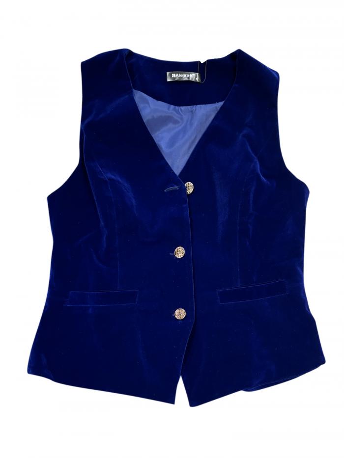 Allegra K チョッキ ビジネス スーツ スチーム パンク ボタンダウン ビンテージ レディース ロイヤルブルー S