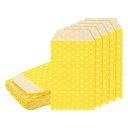 100個のクラフト紙お菓子袋 6" x 3"油プルーフクラフトあめバッグフラットフェイバーバッグベーカリークッキーデザートチョコレート石鹸ウェディングパーティーフェイバー用 イエロードット