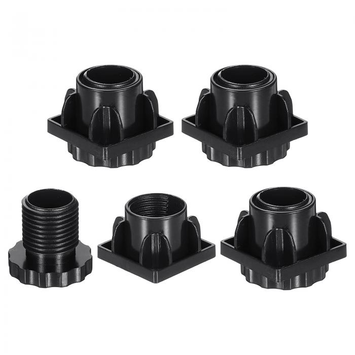 4セット 調整可能な家具用レベリングスクエアチューブインサートねじ込みグライドレベラー テーブル椅子家具用 黒