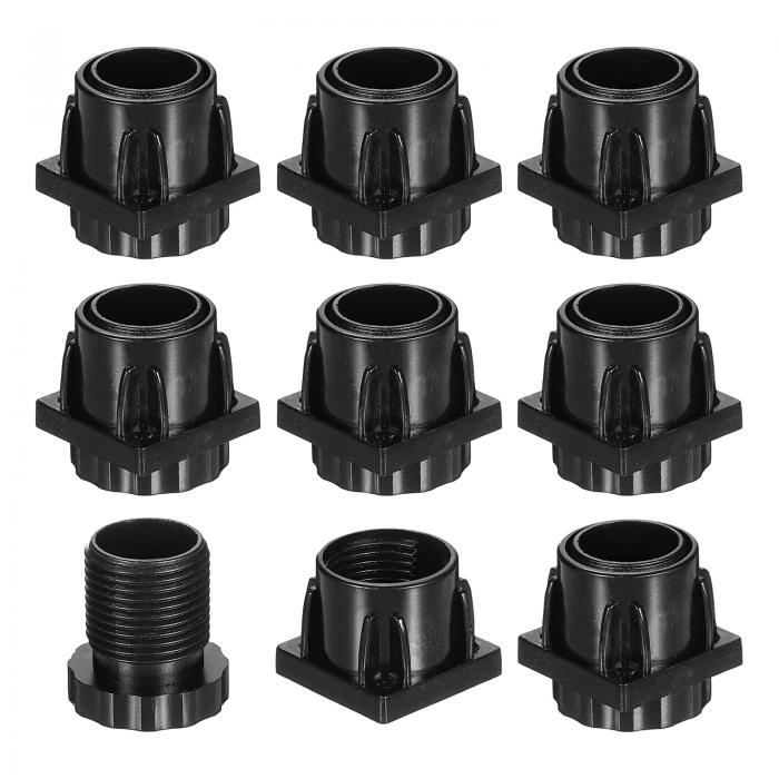 8個の調整可能な家具脚レベリングスクエアチューブ挿入ねじ付きグライドレベラー テーブル椅子家具用 黒