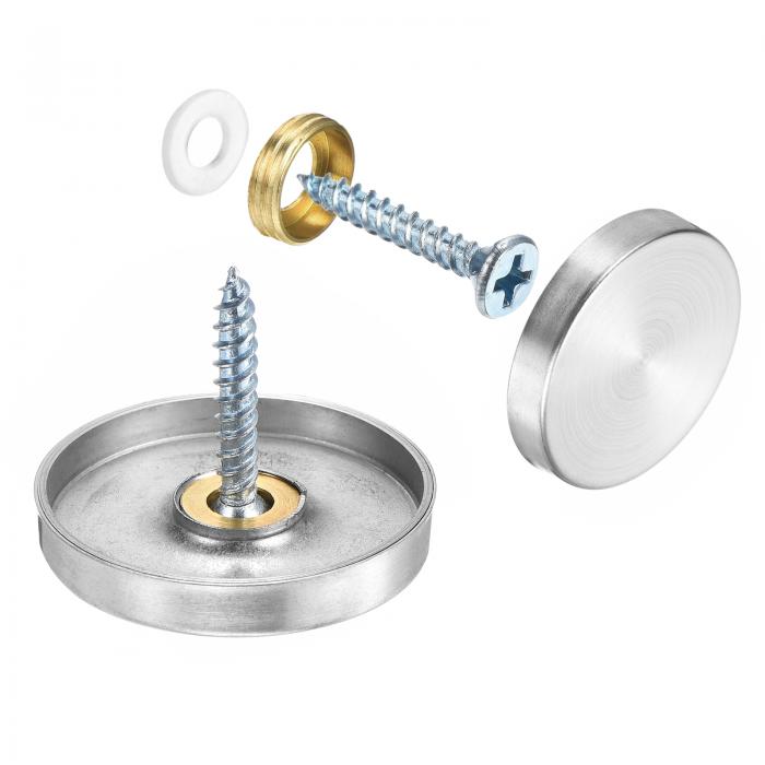 12個 ねじカバーキャップ ステンレス鋼ミラースクリューデコラティブキャップカバーネイル 看板広告ハードウェア建設用ミラースクリューファスナー 直径30mm シルバー