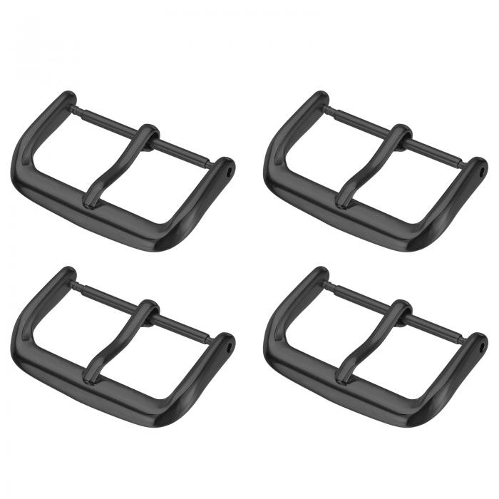 4Pcs 腕時計バンド交換用バックル 22mm 316Lステンレススチールク ラスプ レザー シリコン ナイロン キャンバス 腕時計バンド用 黒トーン