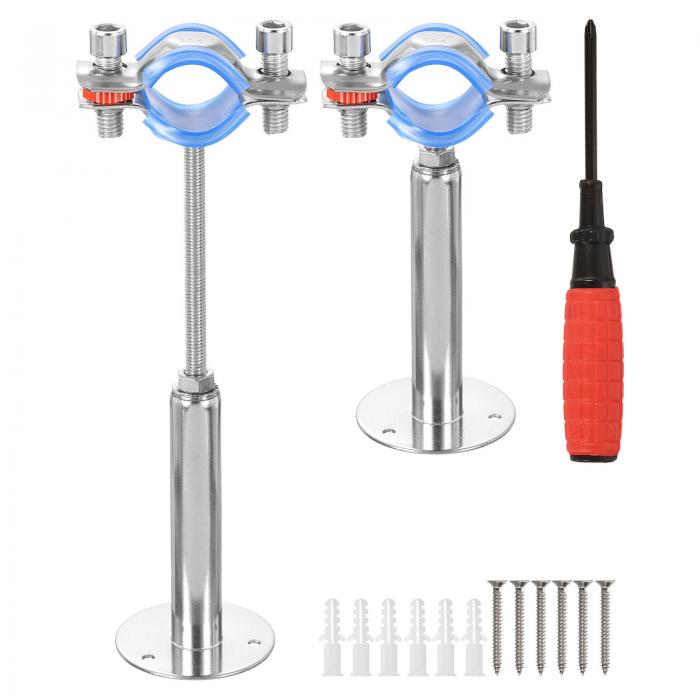 3個 パイプサポート ステンレス製壁取り付けパティオ取り付けパイプサポートブ ラケット ODパイプ25-28mm用 高さ調節可能100-200mm