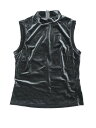 Allegra K レディース ベルベット ノースリーブ シャツ用 モック タートル ネック タンクトップ グレーブラック M(4)