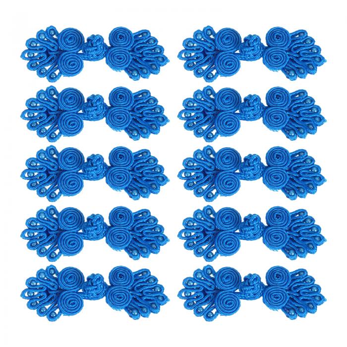 チャイナボタン 10セット 中国結びボタン 中華風 装飾 民族衣装 DIY用 ブルー