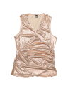 Allegra K レディース パーティー クラブ用 メタリック ラップ トップ ノースリーブ V ネック 軽量 ルーシュ タンクトップ ライトピンク XS