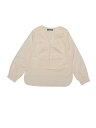 Allegra K レディース Vネック プリーツ ボタンフロント 長袖 カジュアル ワーク ブラウス シャツ トップス アプリコット S