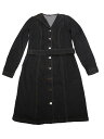 Allegra K ジーンズドレス デニム シャツドレス 長袖 ボタンダウン ラペル襟付き ベルトポケット付き レディース ブラック XL(4)