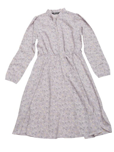 Allegra K シフォンワンピース ドレス リボン ボウタイ 花柄 長袖 ひざ丈 ベルト付き レディース ライトパープル XS Allegra K シフォンワンピース ドレス リボン ボウタイ 花柄 長袖 ひざ丈 ベルト付き レディース ライトパープル XS