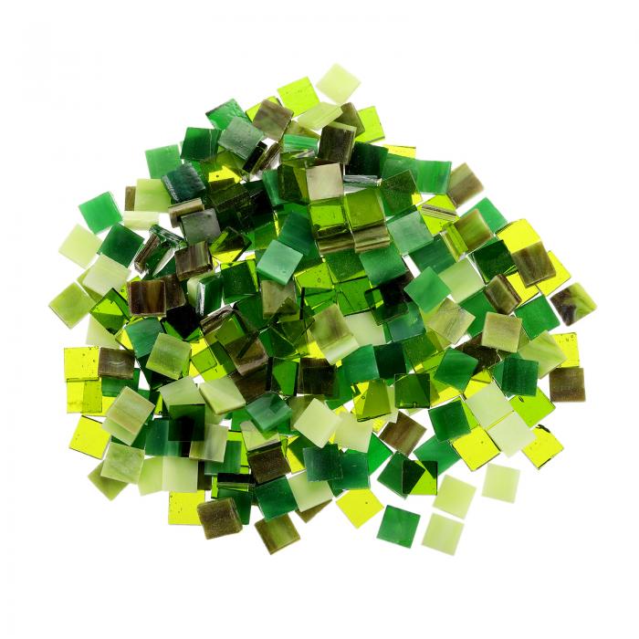 500gのミックスカラー正方形マイカモザイクタイル 700個のグリッター水晶マイカモザイクタイル ステンドマイカピース DIYアートクラフト用 ミックスグリーンのサムネイル