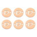 ステンレススチールレターリンク装飾6個 アルファベットペンダントコネクタ DIYイヤリングブレスレットネックレス宝石ギフト作成用 ローズ金色レターD