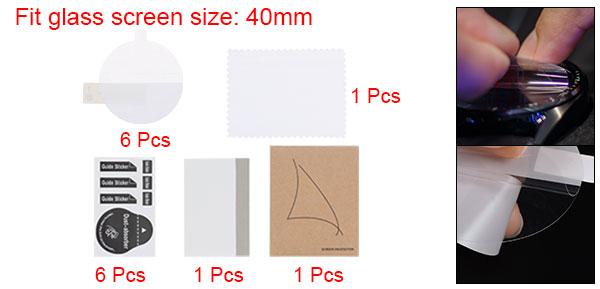 6枚のウォッチガラス画面保護フィルム40mm HD高精細アンチスクラッチ防水超薄型TPUユニバーサルスマートウォッチ画面保護フィルムクロスステッカースクレイピングカード付き