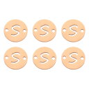ステンレススチールレターリンク装飾6個 アルファベットペンダントコネクタ DIYイヤリングブレスレットネックレス宝石ギフト作成用 ローズ金色レターS