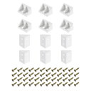 90度プラスチックコーナーブレース12個 19x32x19mmナイロンシェルフ直角ブ ラケット キャビネット 食器棚用ネジ付き(ホワイト)