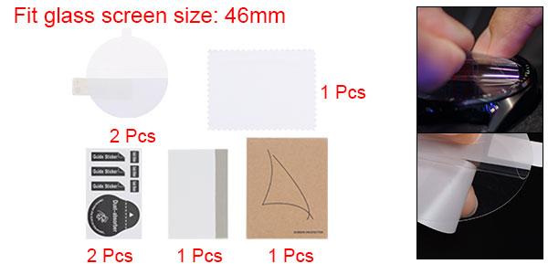 2枚のウォッチガラス画面保護フィルム46mm HD高精細アンチスクラッチ防水超薄型TPUユニバーサルスマートウォッチ画面保護フィルムクロスステッカースクレイピングカード付き