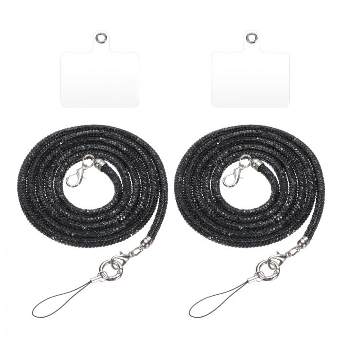 2 個 交換用ハンドバッグ ストラップ 水晶 バッグ ハンドル ピカピカ 交換用 黒