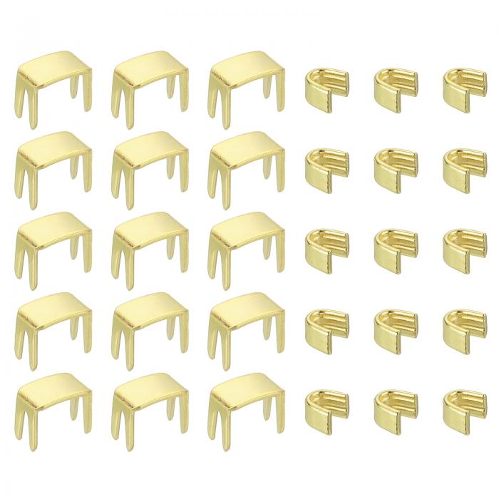 #5 ジッパースライダーリテーナーキット 20個ボトムストップ & 40個トップストップ バッグコート ジャケット クローズドエンドジッパー交換用 ライト金色